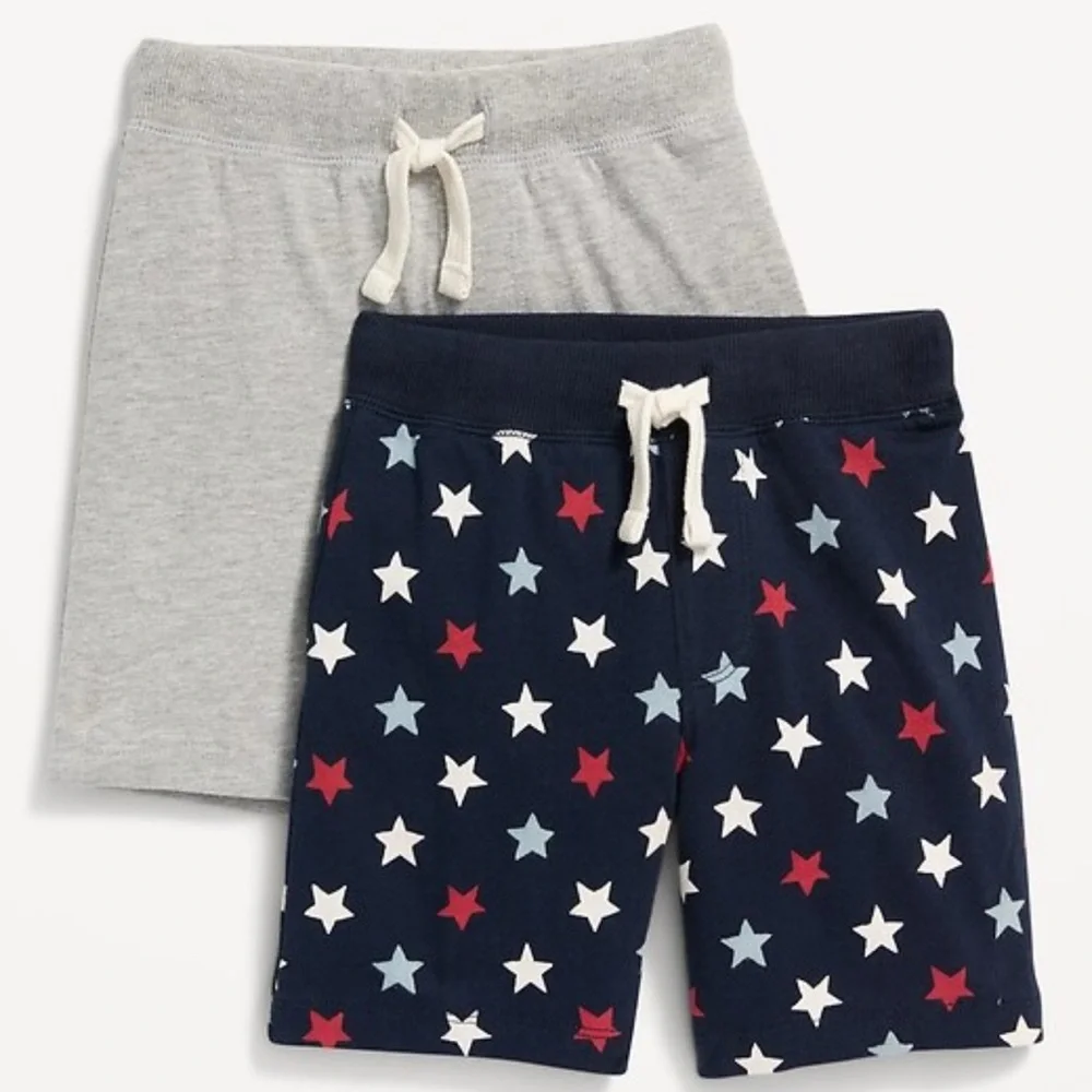 Old Navy 🇺🇸 Light Gray/Americana Print Functional Drawstring Pull-On Short Set